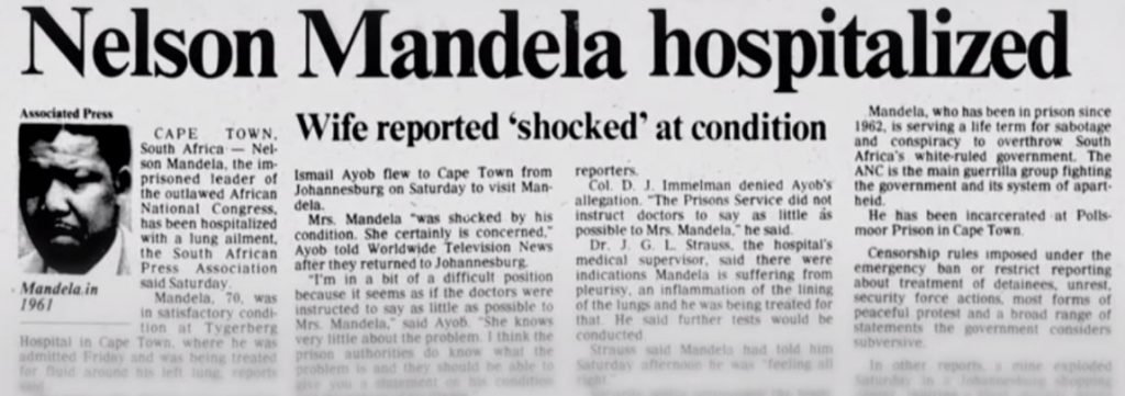 Mandela in hospital newspaper 