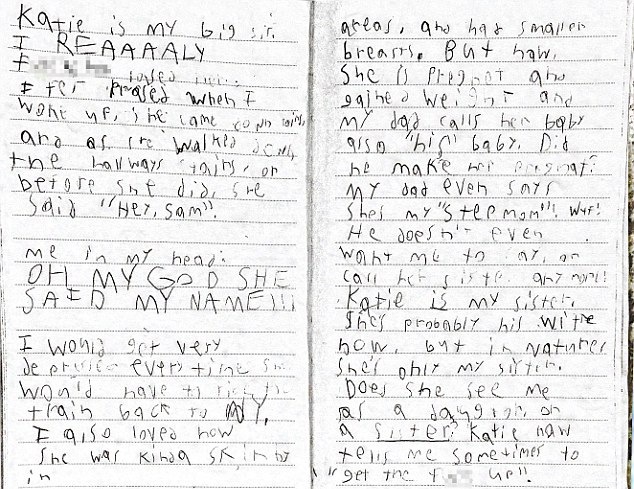 Pages from the diary of Alyssa's 11-year-old, describe Steven Pladl's relationship with Katie.