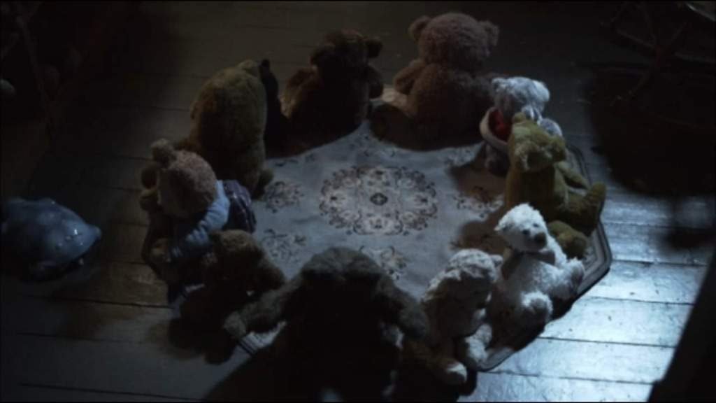 Toys stuffed in a circle in Sallie House
