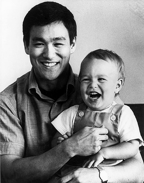 Bruce Lee with son Brandon 1966

