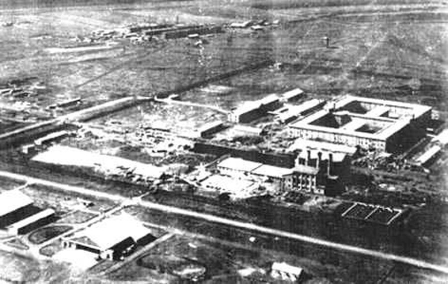 The Unit 731 complex. Two prisons are hidden in the center of the main building.