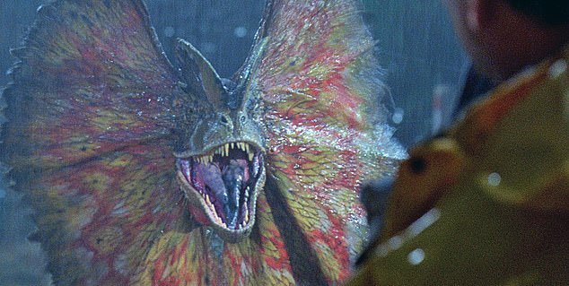 The depiction of Dilophosaurus as seen in the 1993 film Jurassic Park,