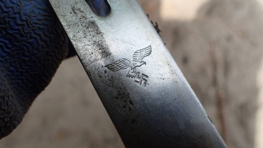 Steel tool etched with a symbol of Luftwaffe