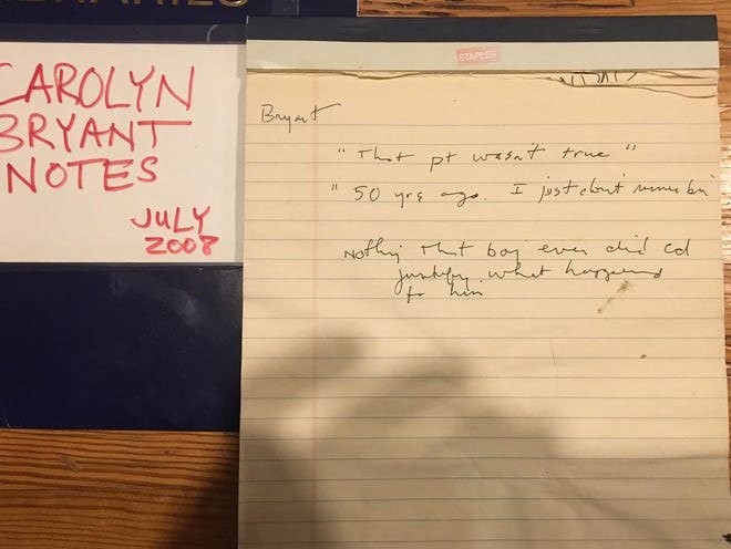 Carolyn Bryant notes by Tyson