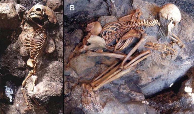 A child(left) and young male adult(right) discovered in the chambers