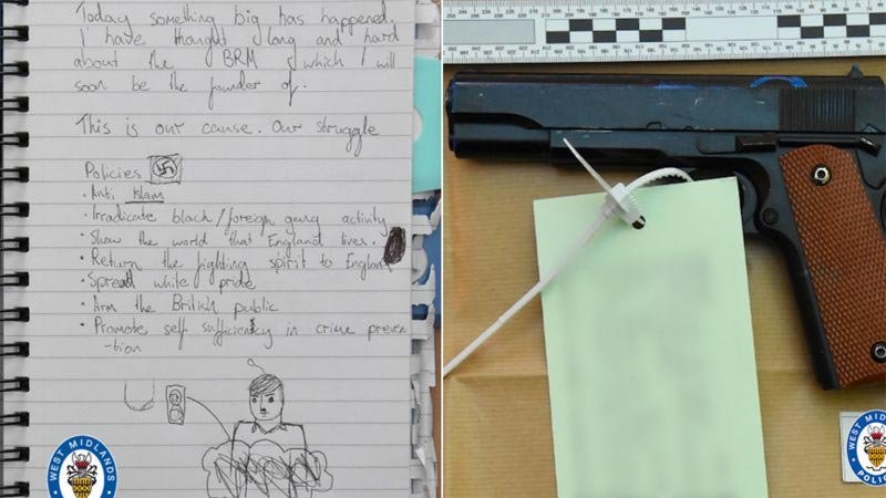 notepad and gun recovered from his room.