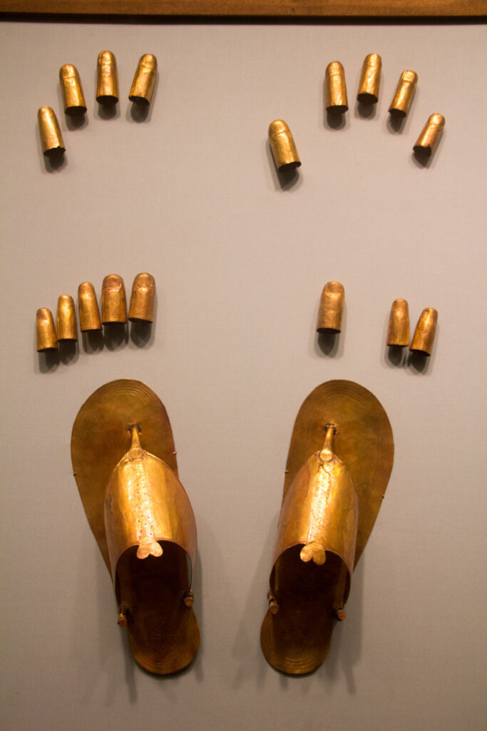 Gold Sandals and Toe Coverings found in the tomb of Thutmos III's wives