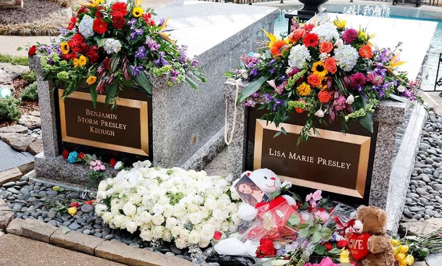 Benjamin Presley Keough and his mother's Lisa's grave side b side 