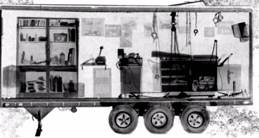 X-Ray of trailer used by serial killer David Parker Ray, the “Toy Box Killer". Ray is believed to have tortured and killed more than 50 women inside his soundproof trailer.
